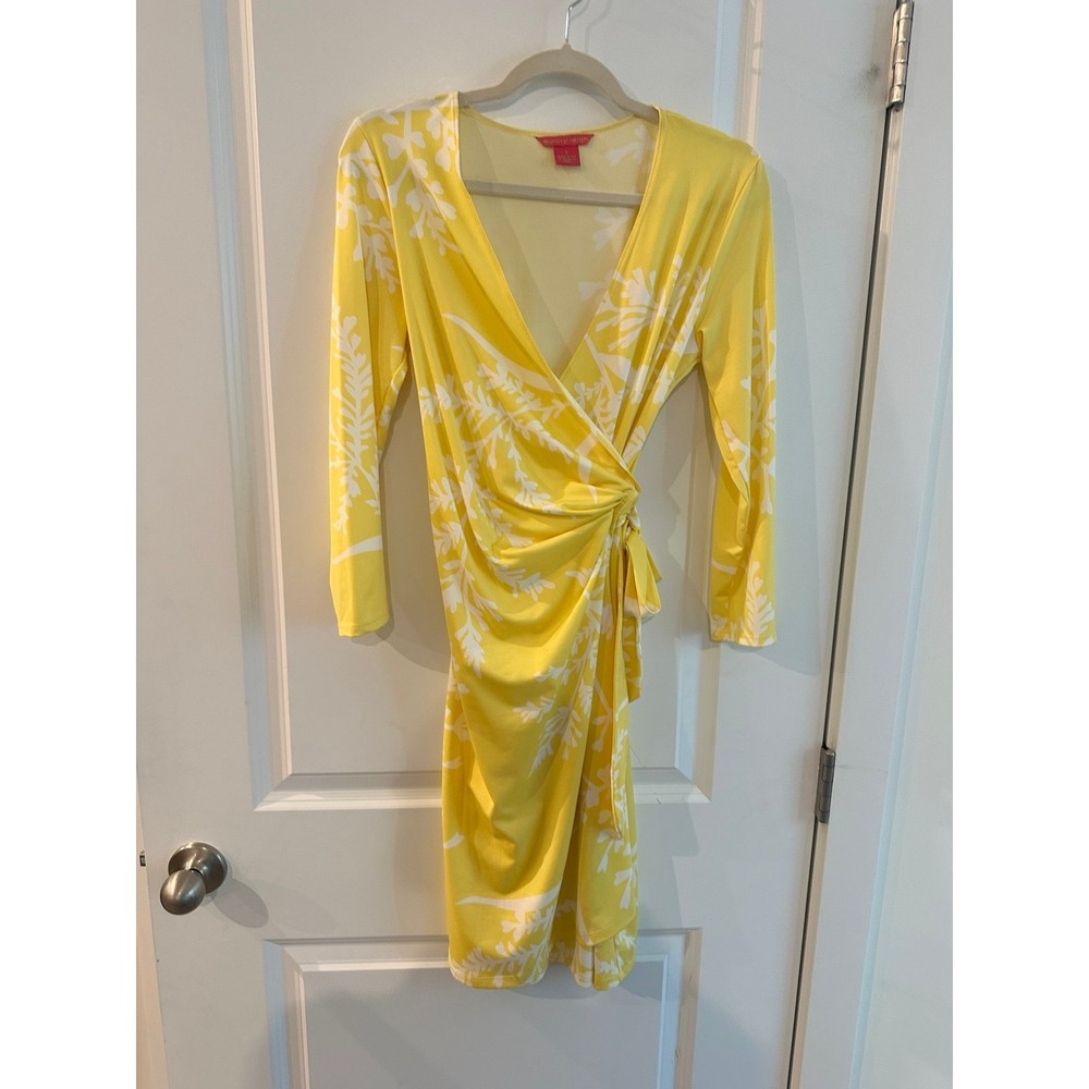 Sunny Leigh Wrap Dress Yellow size S Summer Resort Cruise